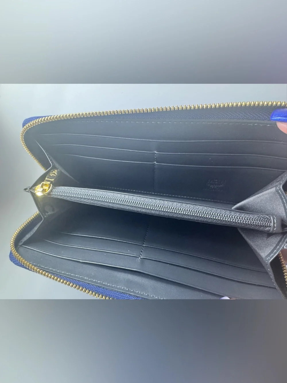 MCM Long Wallet Zip Blue Croc Leather Gold Hardware Continental Wallet Authentic - Picture 9 of 14